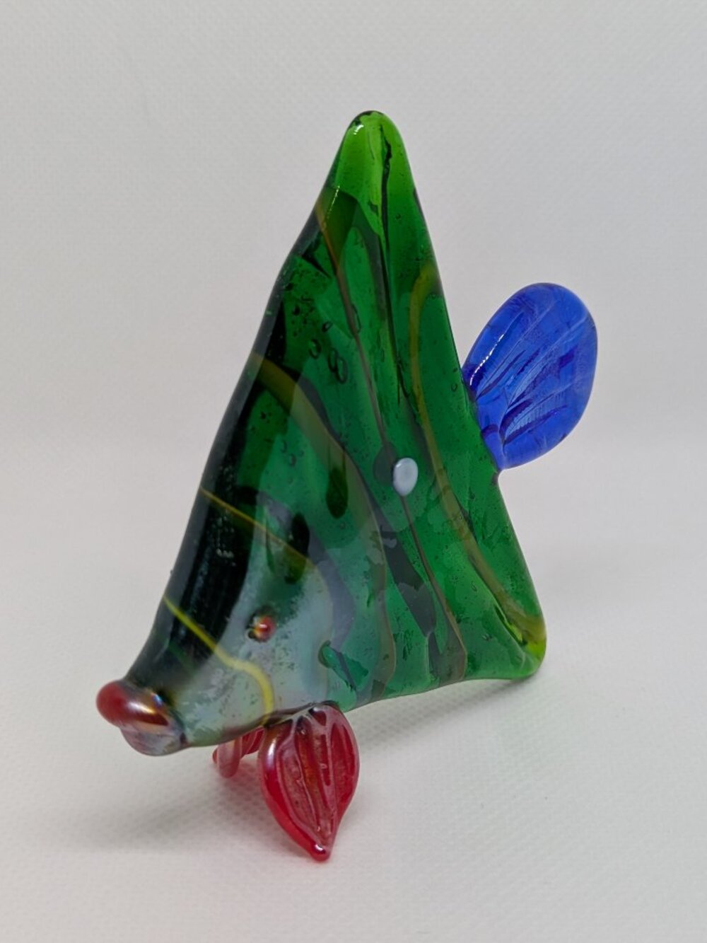 Vintage Murano Style Art Glass Triangular Angelfish Figurine Sculpture